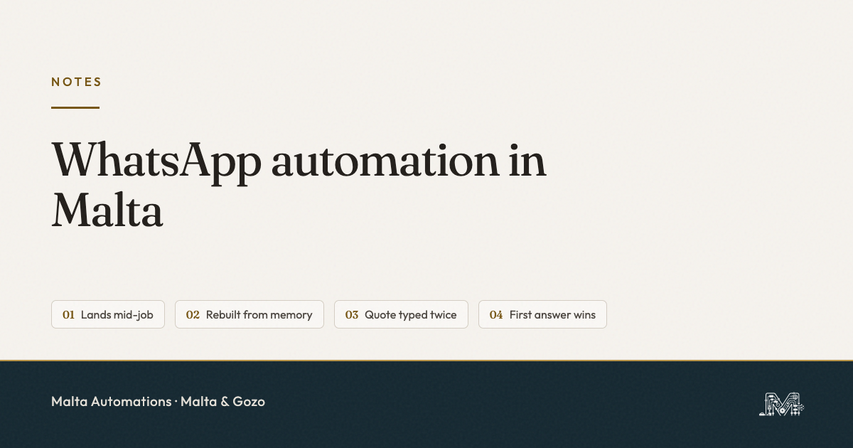 WhatsApp automation in Malta: the free layer first, from Malta Automations.
