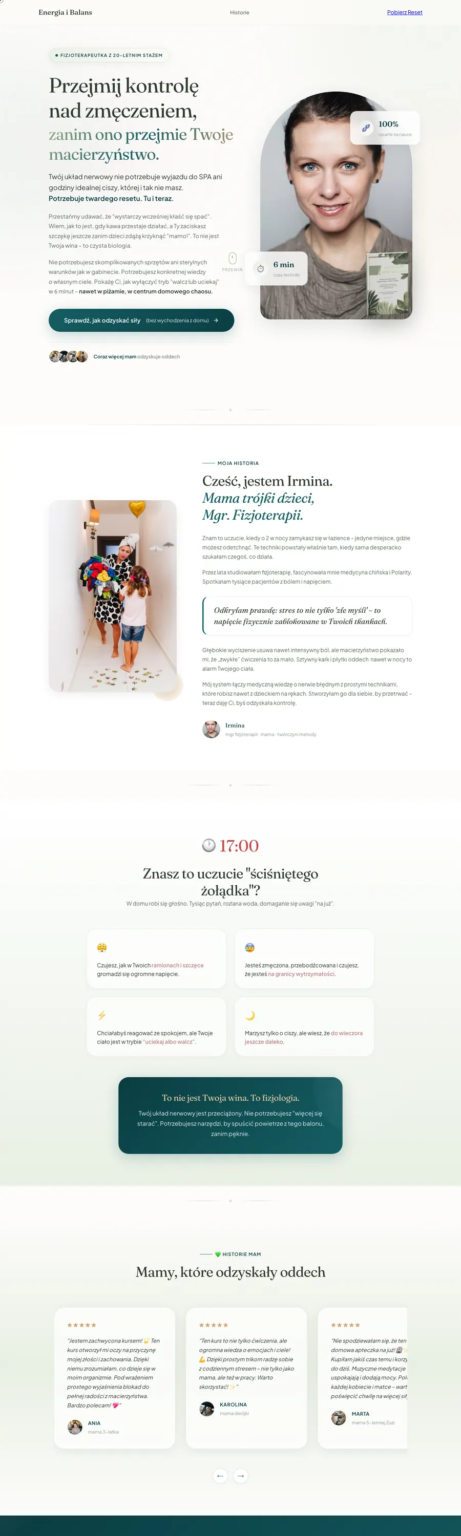 Energia i Balans: a calm landing page in Polish